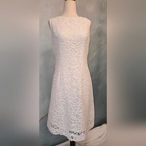 LondonTimes White Crochet Daisy Lace Sheath Dress Graduation Wedding Rehearsal 6